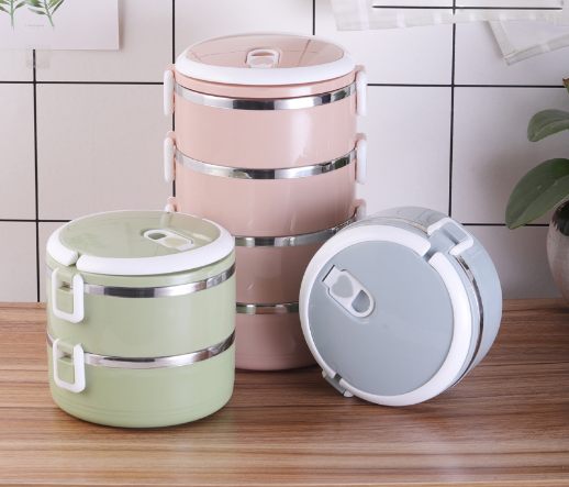 Stainless Steel Insulated Round Lunch Box Double Layer Student Lunch Box 304 Sealed Lunch Box Gift Lunch Jewelry